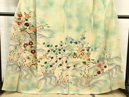 平和屋着物■訪問着　刺繍　立波草花文　暈し染め　銀糸　正絹　逸品　DABG7860ya