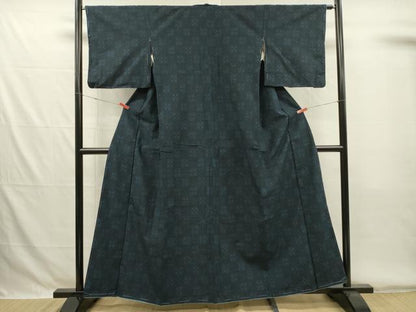 平和屋着物■上質な紬　格子花文　正絹　逸品　未使用　DABG78689ya