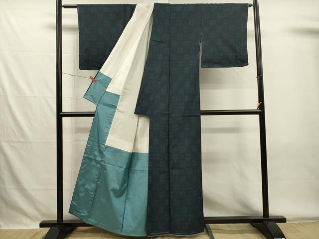 平和屋着物■上質な紬　格子花文　正絹　逸品　未使用　DABG78689ya