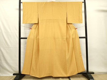 平和屋着物■上質な色無地　霞地紋　黄朽葉色　正絹　逸品　DABG7871ya