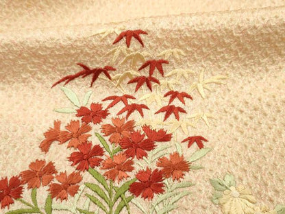平和屋着物■訪問着　刺繍　総絞り　草花文　暈し染め　正絹　逸品　DABG7878ya
