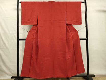 平和屋着物■上質な色無地　霞地紋　深緋色　正絹　逸品　DABG7881ya