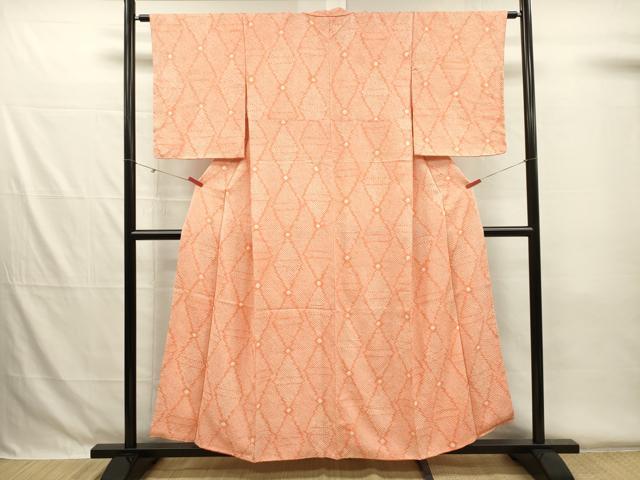 平和屋着物■上質な小紋　総絞り　菱繋ぎ　やまと誂製　正絹　逸品　DABG7888ya