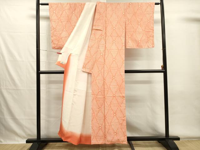 平和屋着物■上質な小紋　総絞り　菱繋ぎ　やまと誂製　正絹　逸品　DABG7888ya