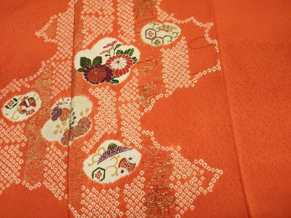 平和屋着物■訪問着　絞り　刺繍　宝尽くし花文　金彩　正絹　逸品　DABG7892ya