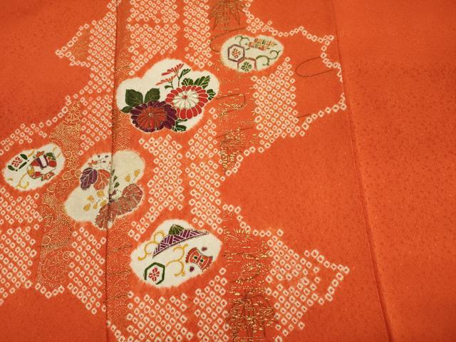 平和屋着物■訪問着　絞り　刺繍　宝尽くし花文　金彩　正絹　逸品　DABG7892ya