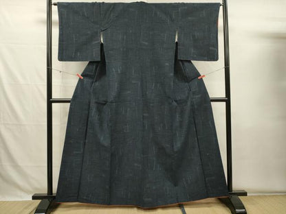 平和屋着物■上質な紬　幾何学文　反端付き　正絹　逸品　DABG7894ya