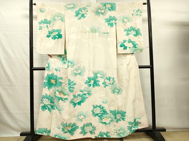 平和屋着物■訪問着　駒刺繍　牡丹　金彩　正絹　逸品　DABG7924ya