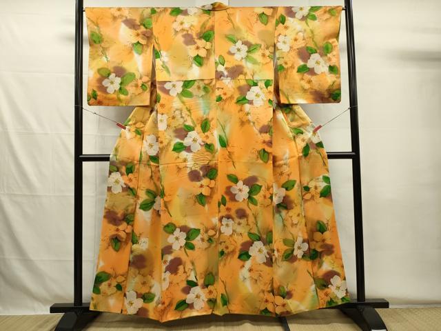 平和屋着物■上質な小紋　草花文　暈し染め　正絹　逸品　DABG7925ya