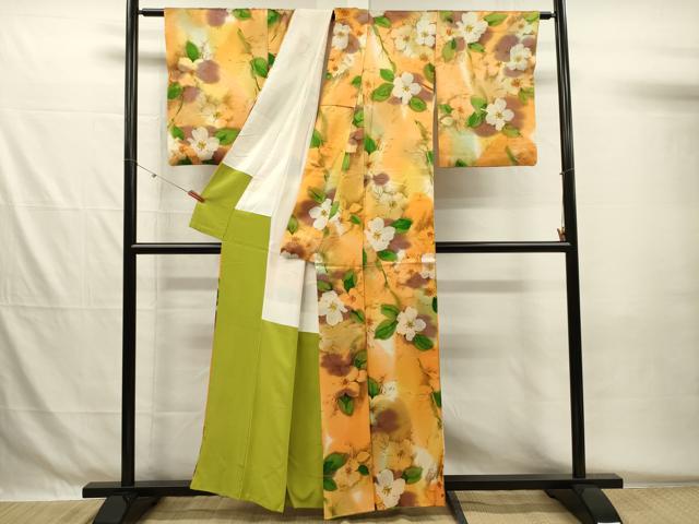 平和屋着物■上質な小紋　草花文　暈し染め　正絹　逸品　DABG7925ya