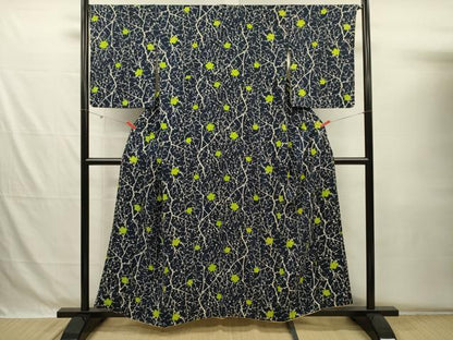 平和屋着物■上質な小紋　手描き　枝梅文　正絹　逸品　DABG7929ya
