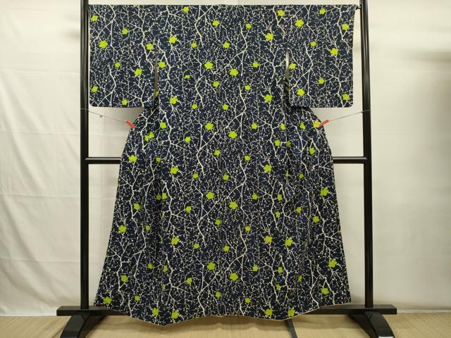 平和屋着物■上質な小紋　手描き　枝梅文　正絹　逸品　DABG7929ya