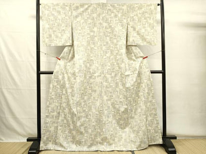 平和屋着物■上質な紬　幾何学文　正絹　逸品　DABG7930ya