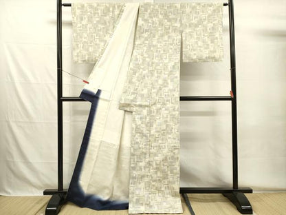 平和屋着物■上質な紬　幾何学文　正絹　逸品　DABG7930ya