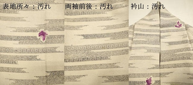 平和屋着物■上質な小紋　お召縮緬　横段吉祥花文　正絹　逸品　DABG7935ya