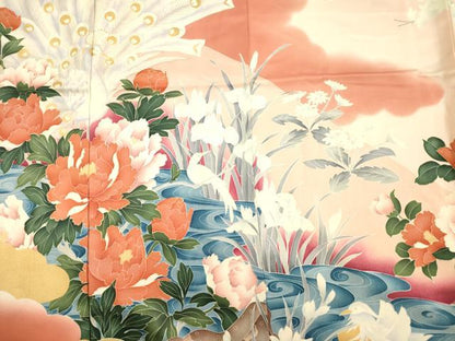 平和屋着物■豪華振袖　孔雀花文　鴛鴦　白鷺　暈し染め　金彩　正絹　逸品　DABG7938ya