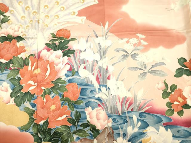 平和屋着物■豪華振袖　孔雀花文　鴛鴦　白鷺　暈し染め　金彩　正絹　逸品　DABG7938ya