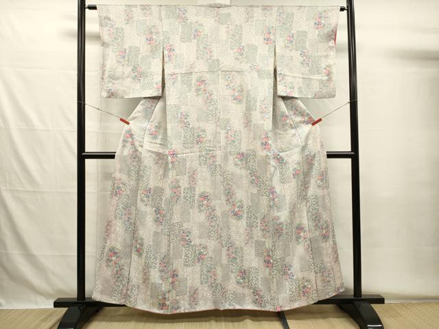 平和屋着物■上質な小紋　短冊草花文　正絹　逸品　DABG7942ya
