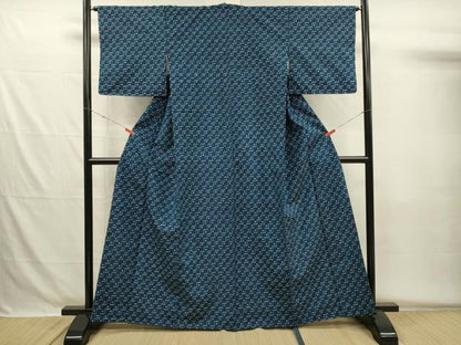平和屋着物■上質な紬　幾何学文　正絹　逸品　DABG7943ya