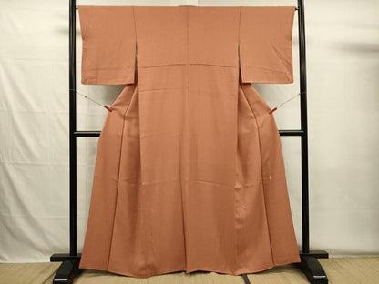 平和屋着物■本草木染作家　瑞寶　色無地　霞地紋　駱駝色　正絹　逸品　DABG7944ya