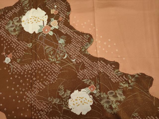 平和屋着物■訪問着　絞り　刺繍　道長雪輪花文　金彩黒留袖　正絹　逸品　未使用　DABG7963ya