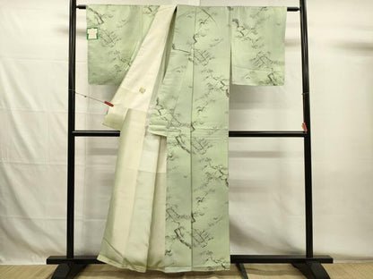 平和屋着物■上質な小紋　手描き　枝松文　暈し染め　金彩　正絹　逸品　DABG7972ya