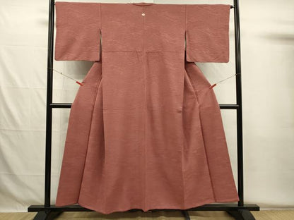 平和屋着物■上質な色無地　青海波地紋　蘇芳香色　正絹　逸品　DABG7975ya