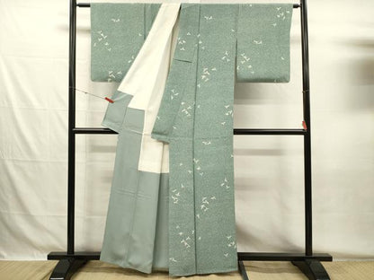 平和屋着物■上質な小紋　舞花文　たたき染め　正絹　逸品　DABG7976ya