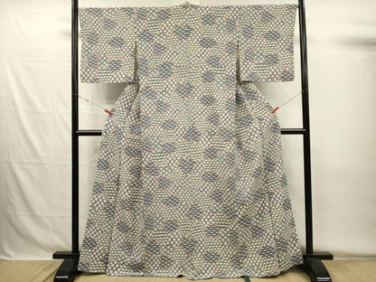 平和屋着物■上質な小紋　切嵌花文　正絹　逸品　DABG7978ya