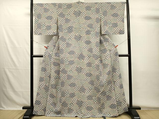 平和屋着物■上質な小紋　切嵌花文　正絹　逸品　DABG7978ya