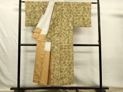 平和屋着物■上質な小紋　紬地　草花文　暈し染め　正絹　逸品　DABG7986ya