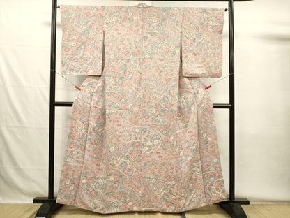 平和屋着物■上質な小紋　絞り　草花文　正絹　逸品　DABG7995ya