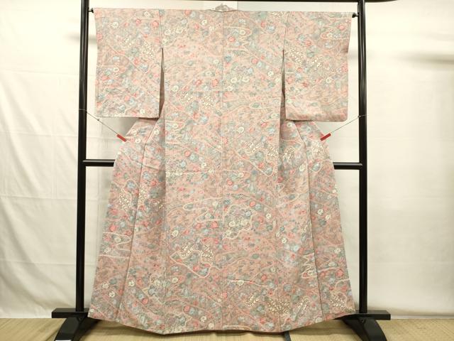 平和屋着物■上質な小紋　絞り　草花文　正絹　逸品　DABG7995ya