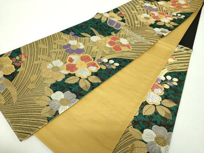 平和屋着物▼六通柄袋帯　辻が花　金銀糸　正絹　逸品　DABG8028ps