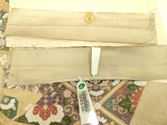 平和屋着物▼西陣　六通柄袋帯　唐織　蜀江花鳥文　金糸　健勝苑扱い　証紙付き　正絹　逸品　未使用　DABG8046ps