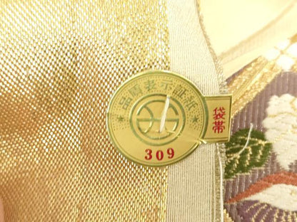 平和屋着物▼西陣　六通柄袋帯　唐織　蜀江花鳥文　金糸　健勝苑扱い　証紙付き　正絹　逸品　未使用　DABG8046ps