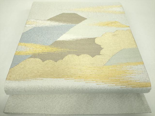 平和屋着物●爪掻き本綴れ　太鼓柄袋帯　雲取り遠山文　金銀糸　正絹　逸品　DABG8048ps