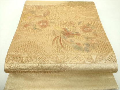 平和屋着物▼中国三大刺繍　スワトウ刺繍　汕頭刺繍　総刺繍　太鼓柄袋帯　駒刺繍　舞蝶鳳凰花文　金彩　正絹　逸品　DABG8078ps