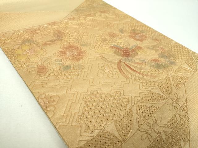 平和屋着物▼中国三大刺繍　スワトウ刺繍　汕頭刺繍　総刺繍　太鼓柄袋帯　駒刺繍　舞蝶鳳凰花文　金彩　正絹　逸品　DABG8078ps