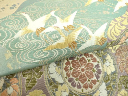 平和屋着物▼西陣　村田織物謹製　六通柄袋帯　唐織　古渡　古裂道長文　金銀糸　証紙付き　正絹　逸品　未使用　DABG8107ps