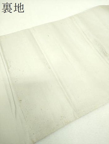 平和屋着物▼六通柄袋帯　唐織　地紙飛鶴花文　槍梅　金銀糸　正絹　逸品　DABG8145ps