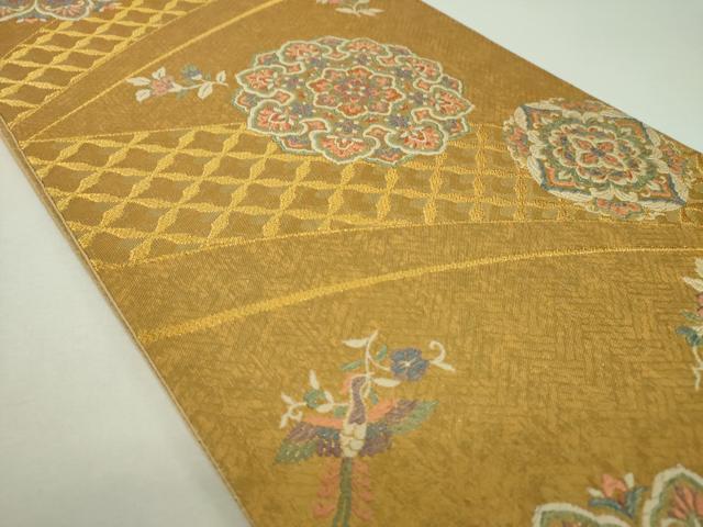 平和屋着物▼六通柄袋帯　唐織　花喰鳥　正倉院花文　金糸　引箔　正絹　逸品　DABG8196ps