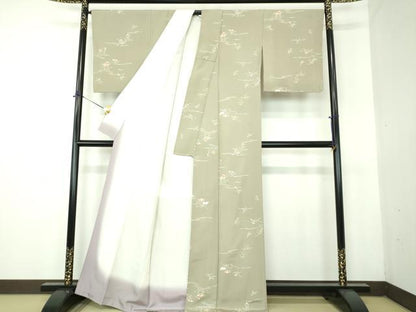 平和屋着物●上質な小紋　ろうけつ染め　草花文　正絹　逸品　DABG8201ps