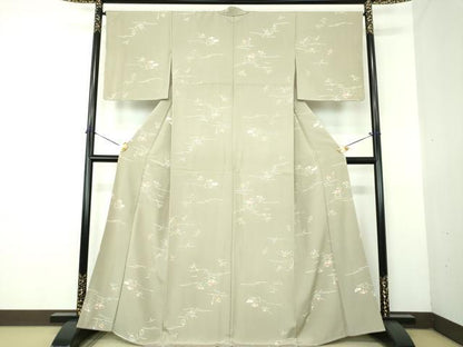 平和屋着物●上質な小紋　ろうけつ染め　草花文　正絹　逸品　DABG8201ps