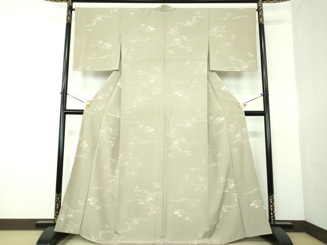 平和屋着物●上質な小紋　ろうけつ染め　草花文　正絹　逸品　DABG8201ps