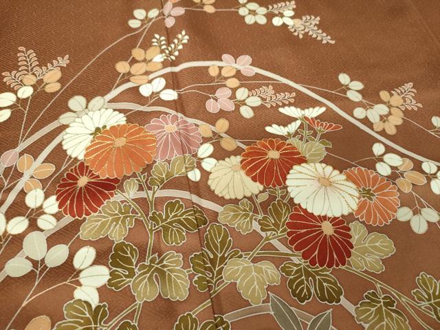 平和屋着物●訪問着　駒刺繍　秋草文　暈し染め　金彩　正絹　逸品　DABG8202ps