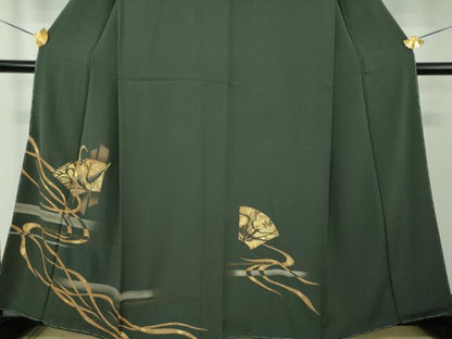 平和屋着物●訪問着　駒刺繍　竹屋町刺繍　地紙立鶴梅文　金彩　正絹　逸品　未使用　DABG8203ps