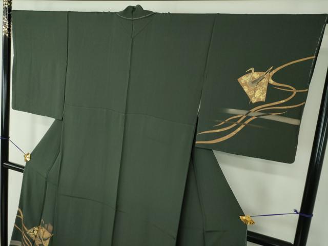 平和屋着物●訪問着　駒刺繍　竹屋町刺繍　地紙立鶴梅文　金彩　正絹　逸品　未使用　DABG8203ps