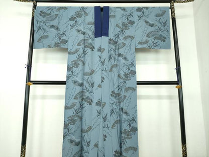 平和屋着物●男性　長襦袢　無双仕立て　笹竹文　地紙重ね風景文　正絹　逸品　DABG8205ps