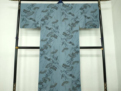 平和屋着物●男性　長襦袢　無双仕立て　笹竹文　地紙重ね風景文　正絹　逸品　DABG8205ps